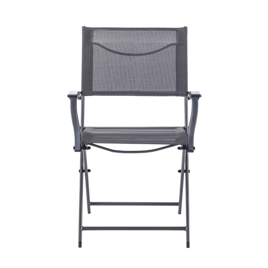 Bricocenter EMYS NATERIAL STEEL FOLDING CHAIR WITH ARMRESTS ANTHRACITE TEXTILENE SEAT 52X54XH83