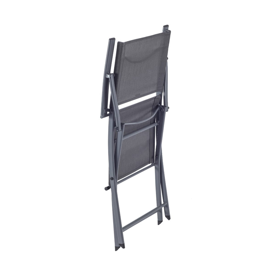 Bricocenter EMYS NATERIAL STEEL FOLDING CHAIR WITH ARMRESTS ANTHRACITE TEXTILENE SEAT 52X54XH83