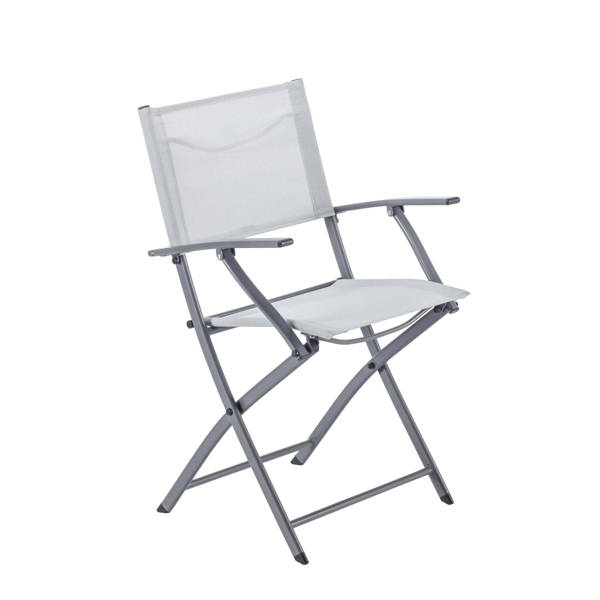 Bricocenter EMYS NATERIAL FOLDING STEEL CHAIR WITH ARMRESTS TEXTILENE SEAT GREY 52X54XH83