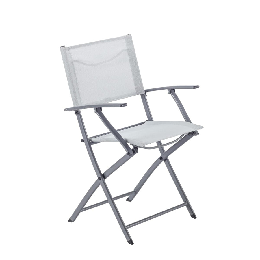 Bricocenter EMYS NATERIAL FOLDING STEEL CHAIR WITH ARMRESTS TEXTILENE SEAT GREY 52X54XH83