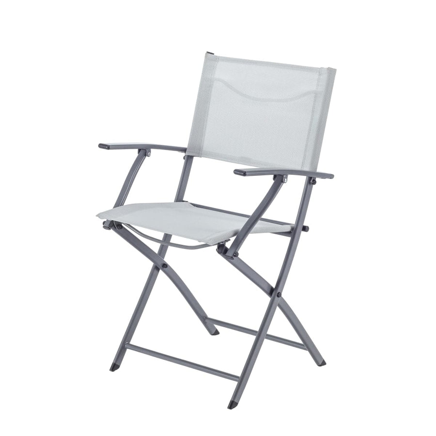 Bricocenter EMYS NATERIAL FOLDING STEEL CHAIR WITH ARMRESTS TEXTILENE SEAT GREY 52X54XH83
