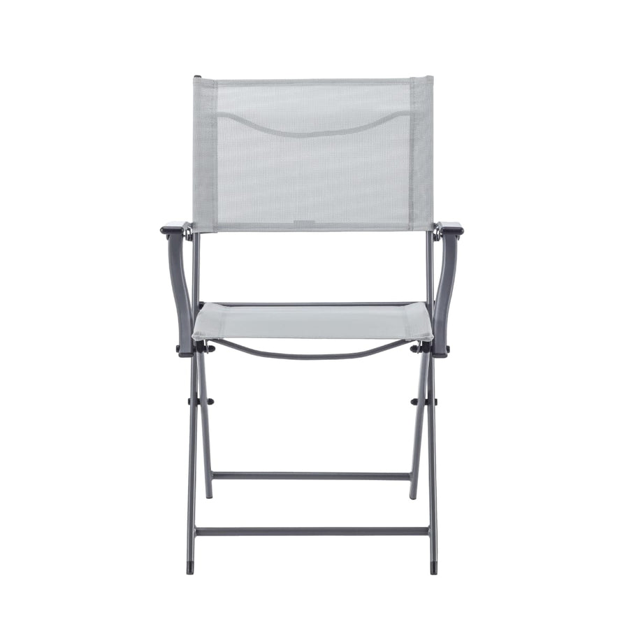 Bricocenter EMYS NATERIAL FOLDING STEEL CHAIR WITH ARMRESTS TEXTILENE SEAT GREY 52X54XH83