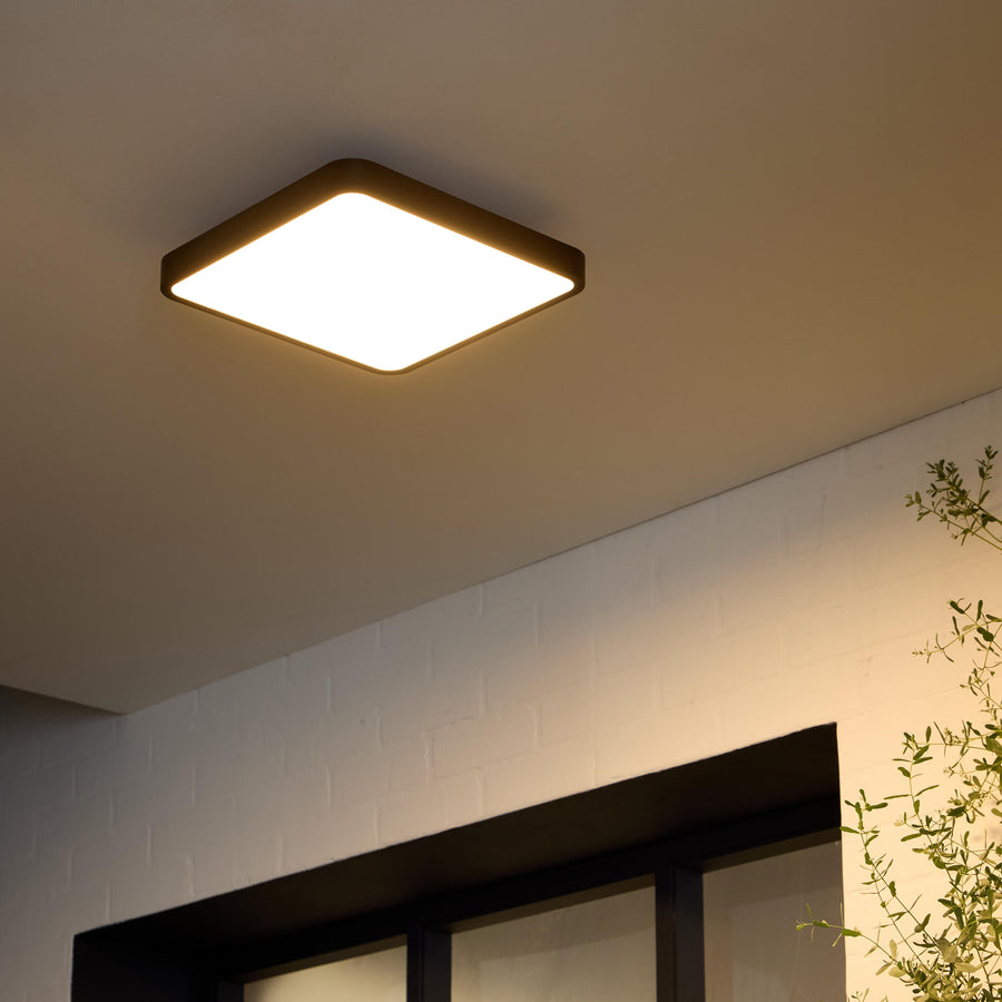 Ponoca aluminium ceiling lamp black 30x5x30cm led 1800lm natural light ip65