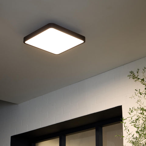 Plafoniera ponoca alluminio nero 30x5x30cm led 1800lm luce naturale ip65