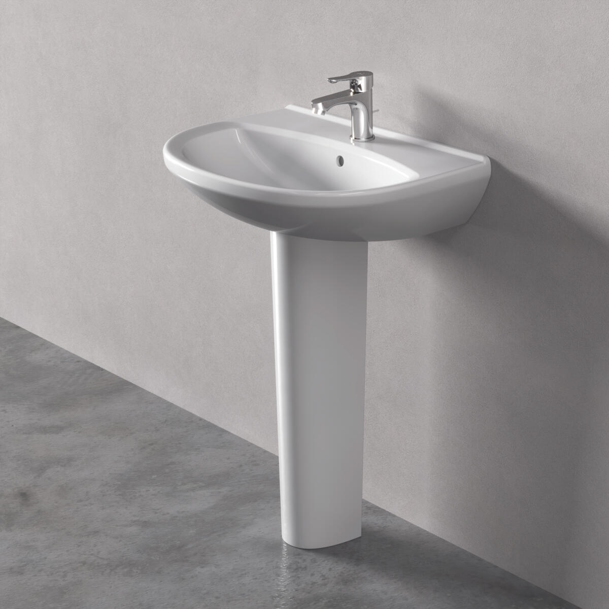 Alpha 60 washbasin, 1 tap hole, white