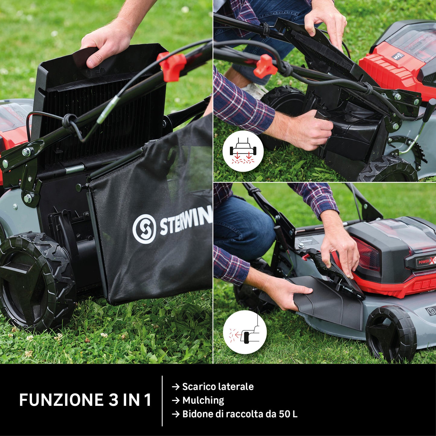 STERWINS 36V CORDLESS MOWER L 46 CM, 2 BATTERIES INCLUDED