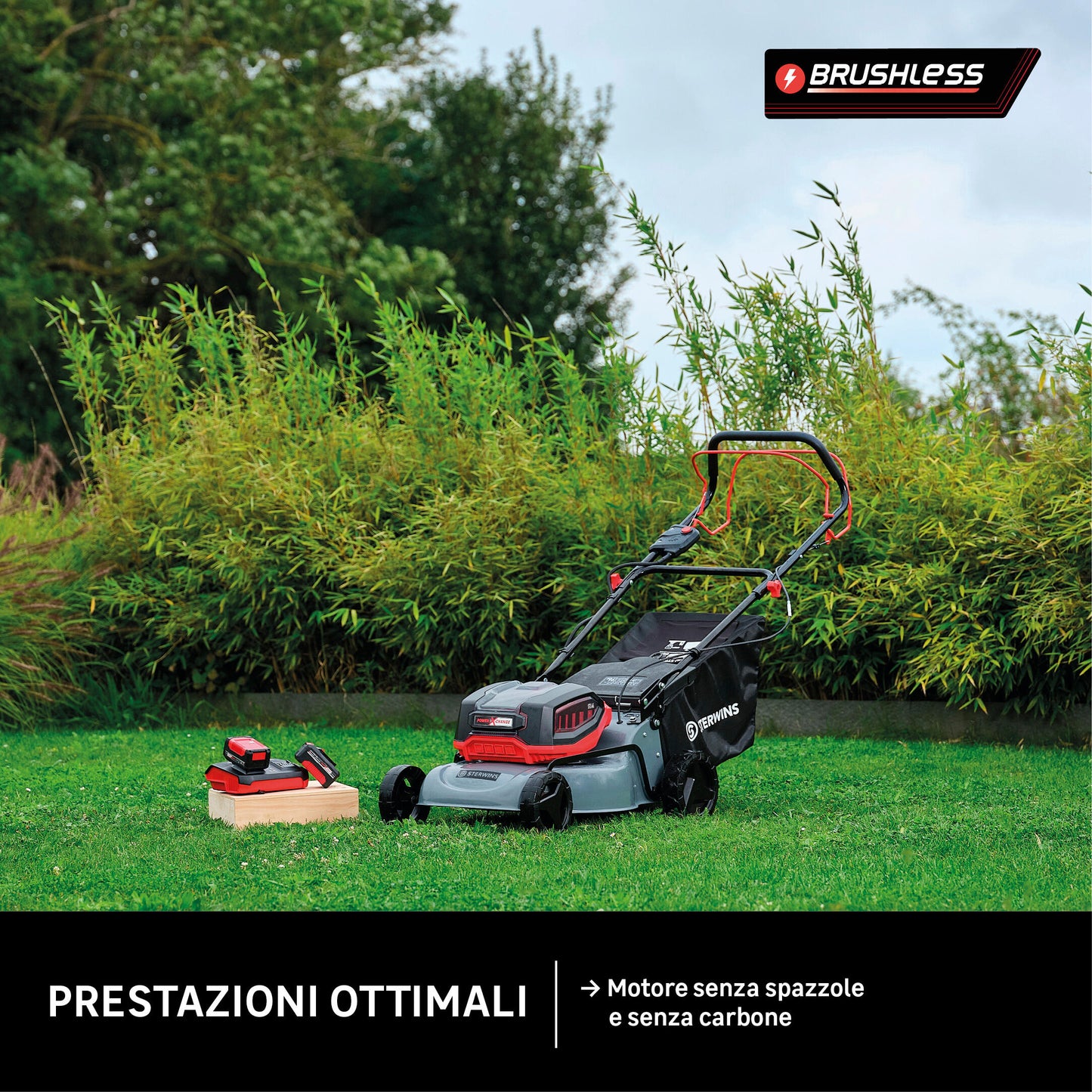 STERWINS 36V CORDLESS MOWER L 46 CM, 2 BATTERIES INCLUDED