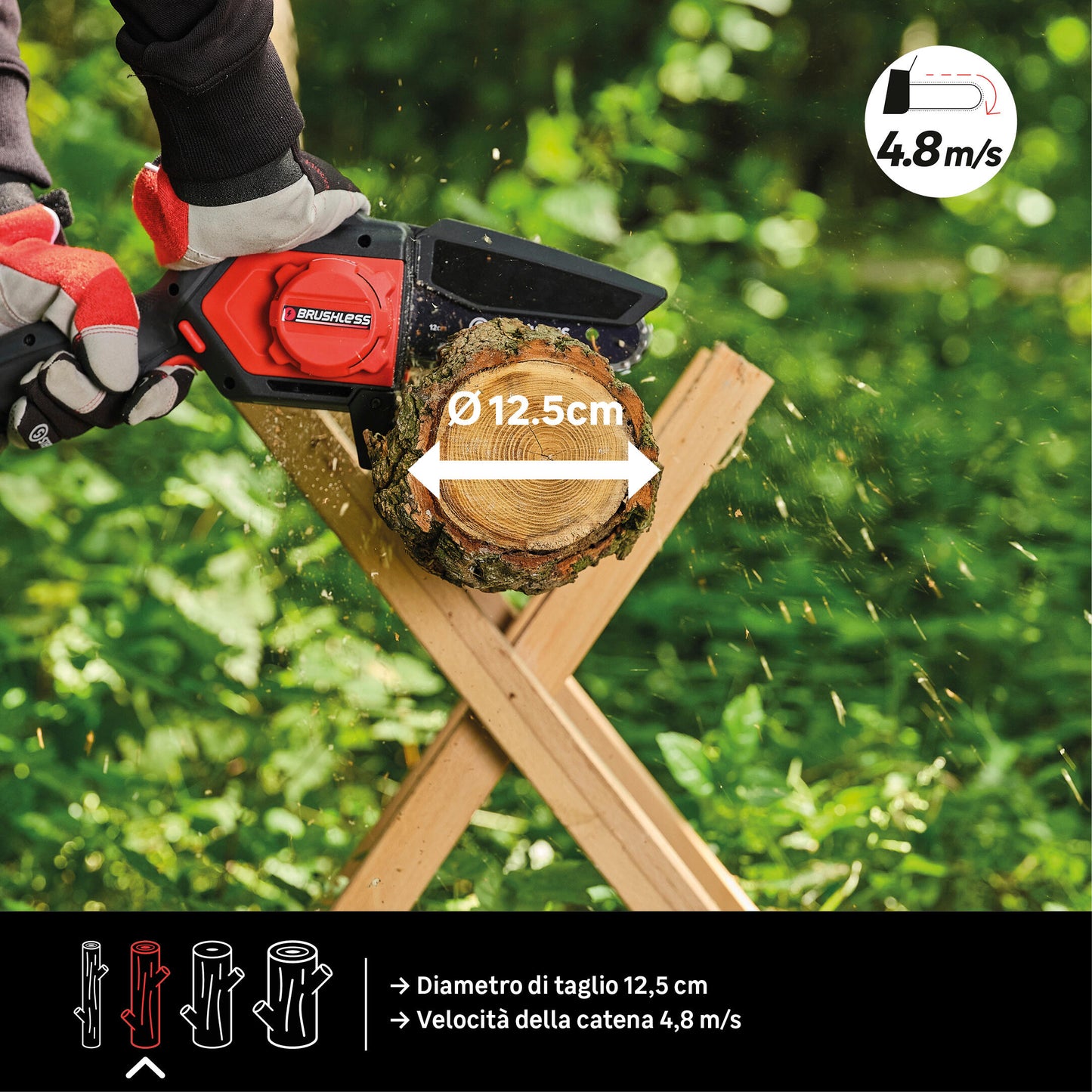 STERWINS 18V CORDLESS PRUNER 15.8 CM BAR 1 BATTERY INCLUDED