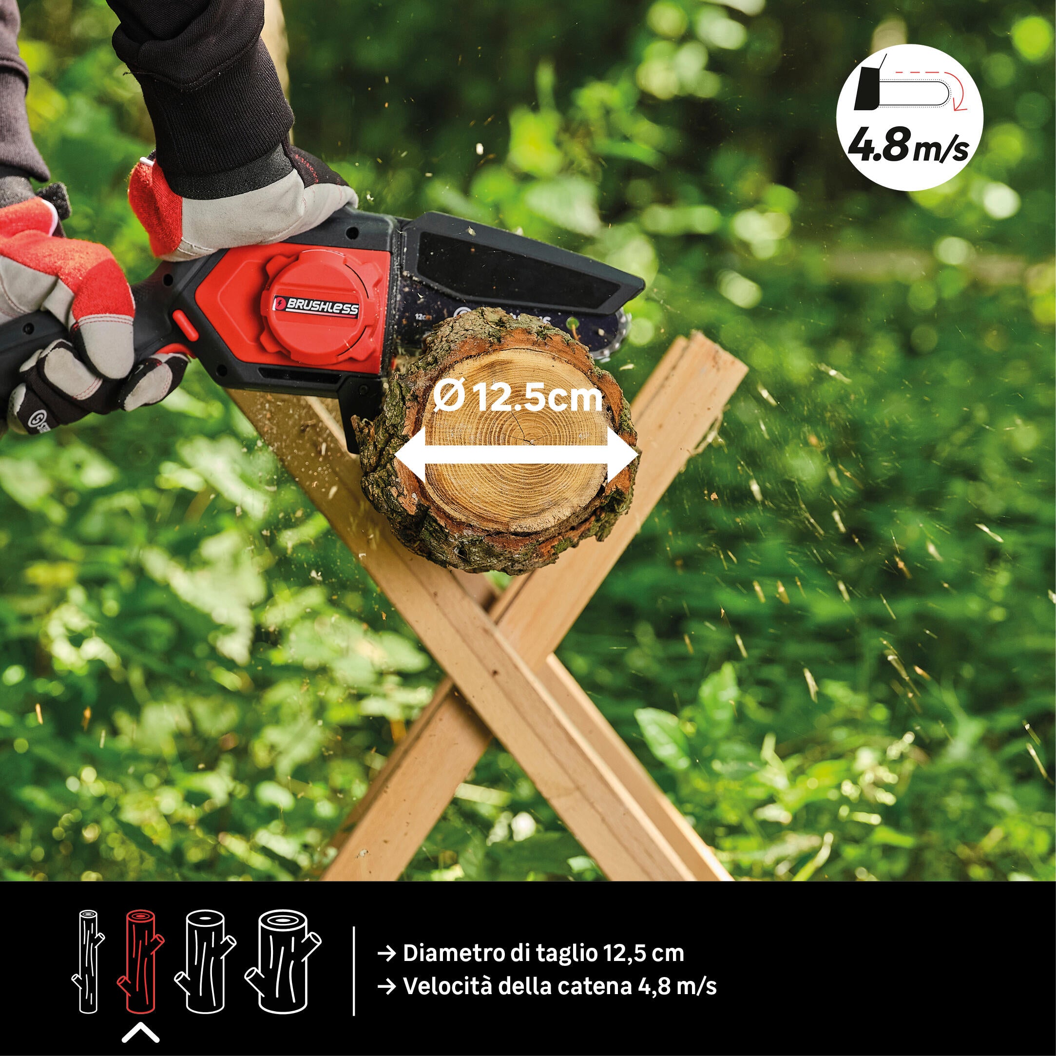 STERWINS 18V CORDLESS PRUNER 15.8 CM BAR 1 BATTERY INCLUDED