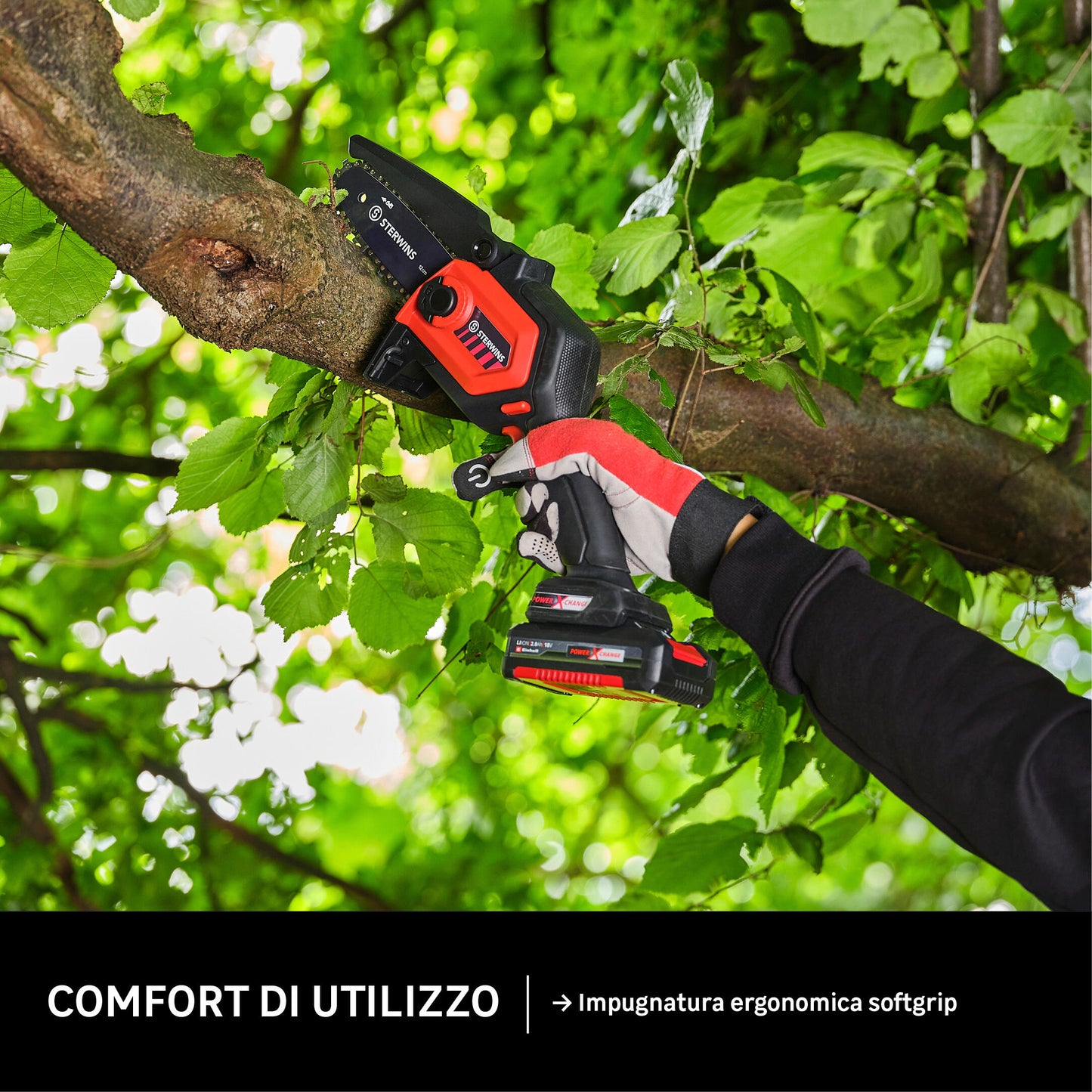 STERWINS 18V CORDLESS PRUNER 15.8 CM BAR 1 BATTERY INCLUDED