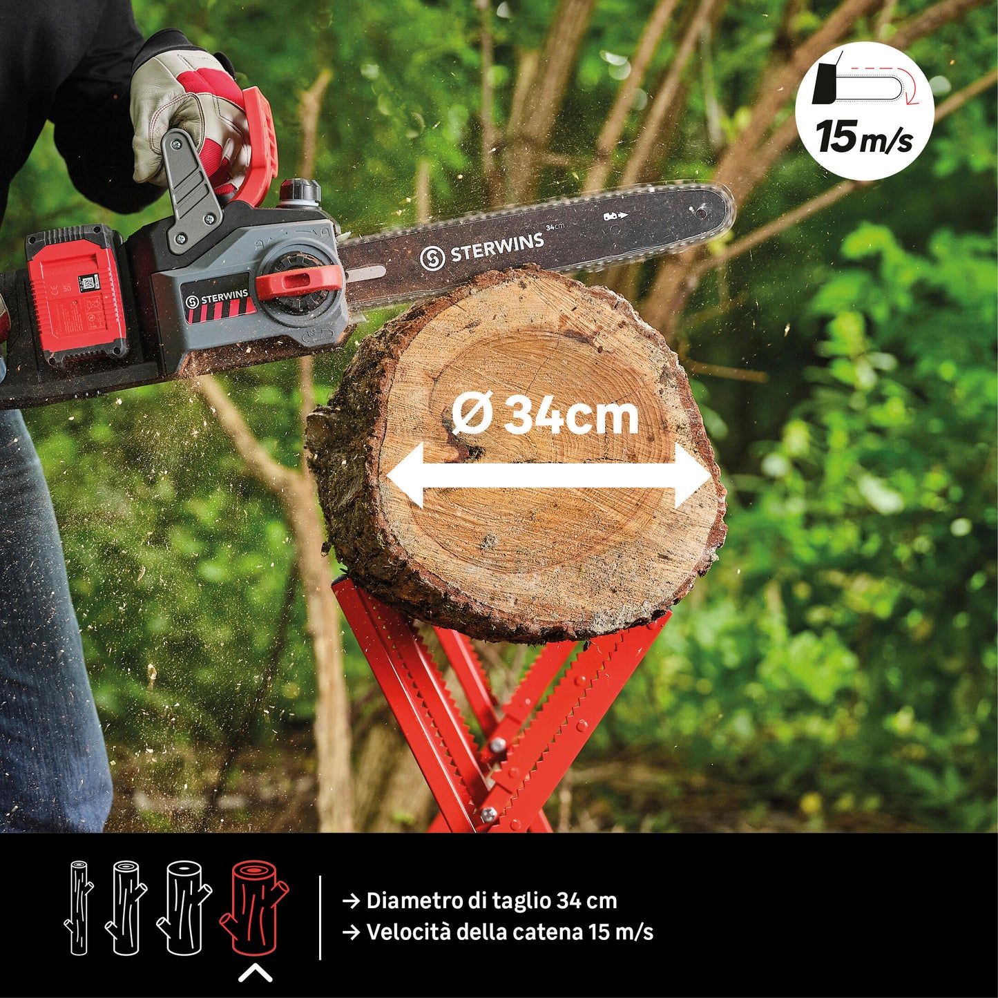 STERWINS 36V CORDLESS CHAINSAW 35CM BAR WITHOUT BATTERY