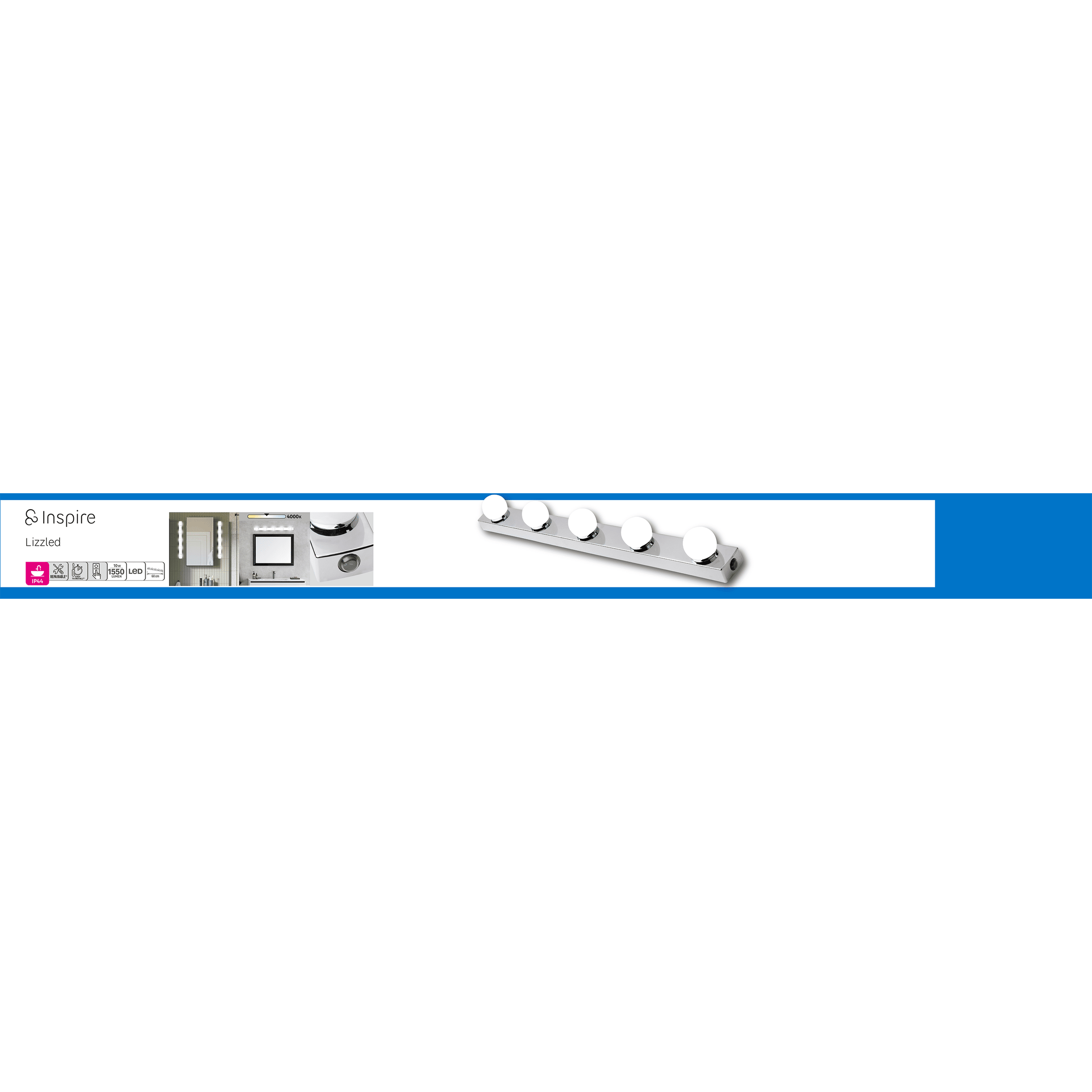 Lizz Silver 60cm LED wall-mounted mirror light, 1550 lm, IP44