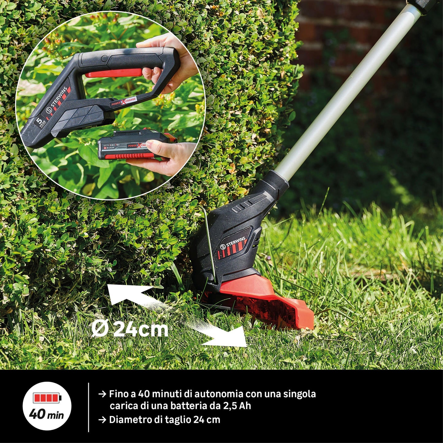 STERWINS 18V CORDLESS TRIMMER 1 BATTERY INCLUDED