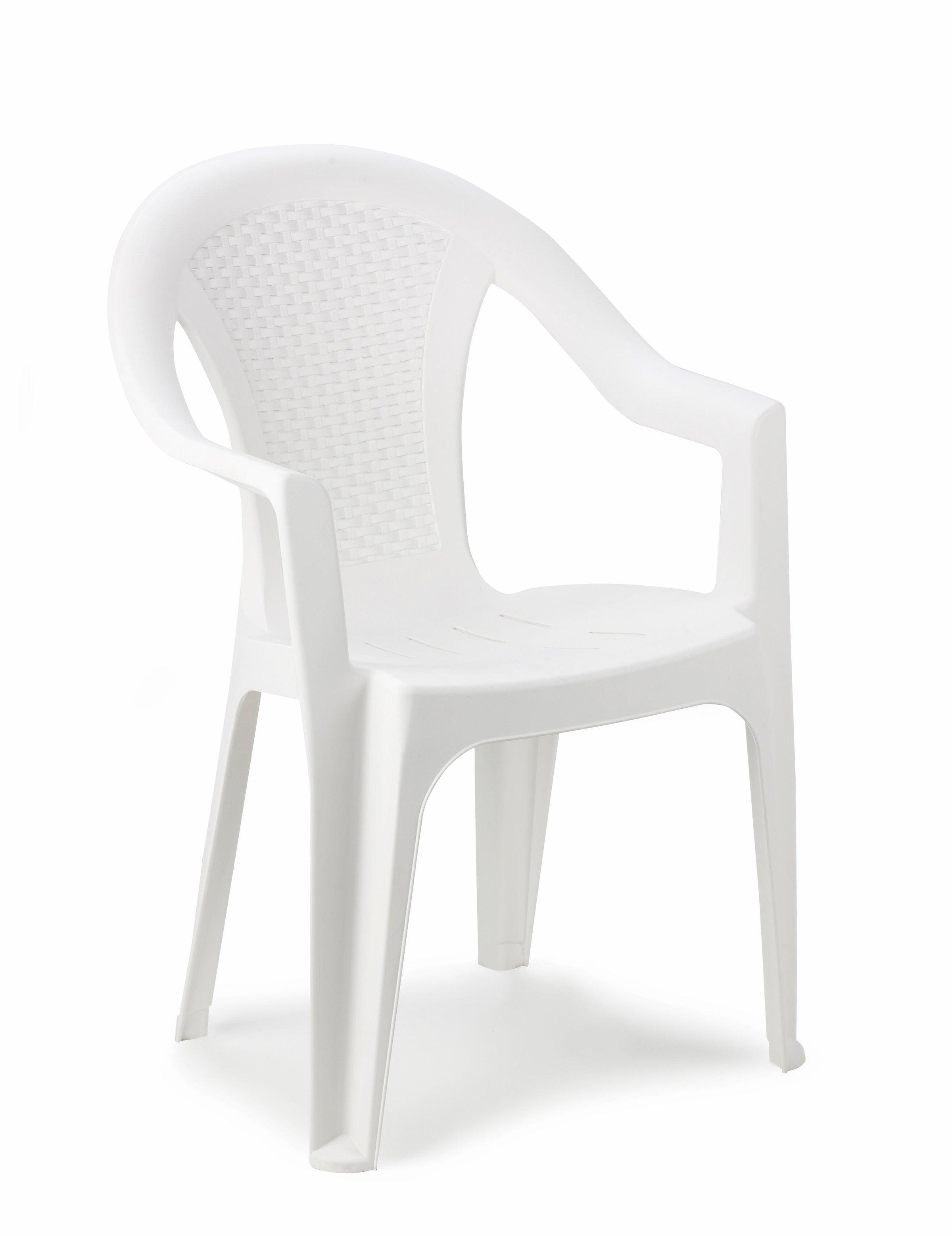 Ischia white chair, 81x54x56 cm, made of polypropylene with a rattan-effect finish