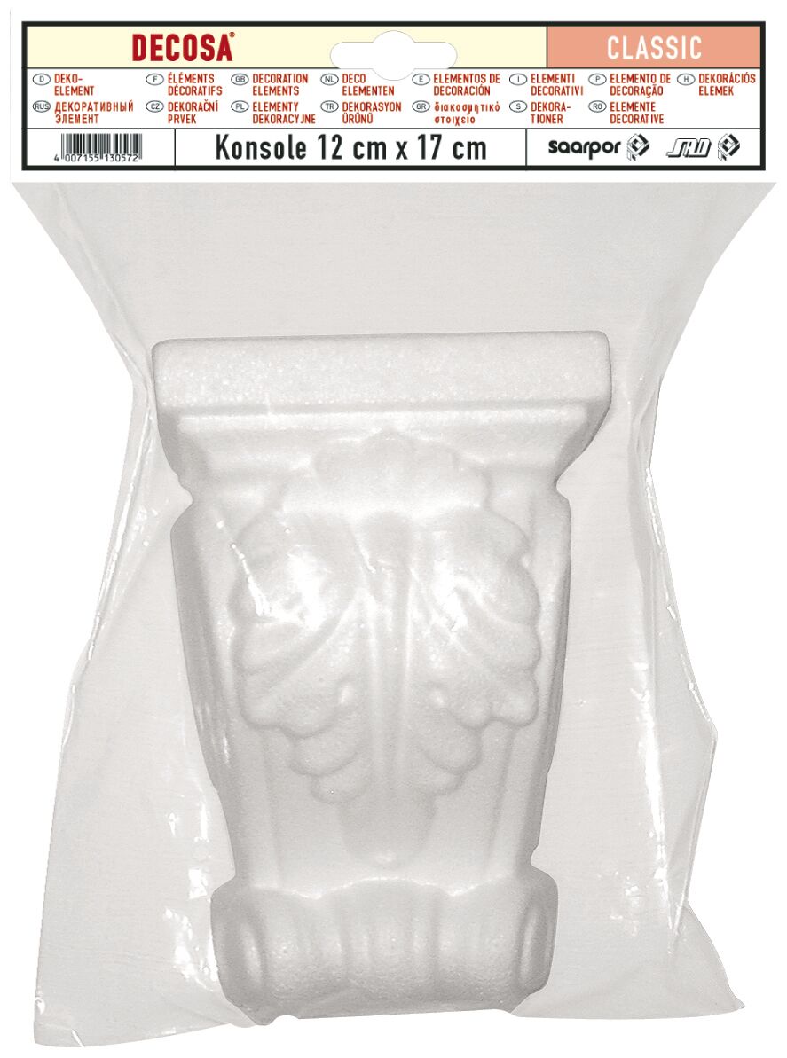 Decorative polystyrene capital: H17 x W12 x D7 cm