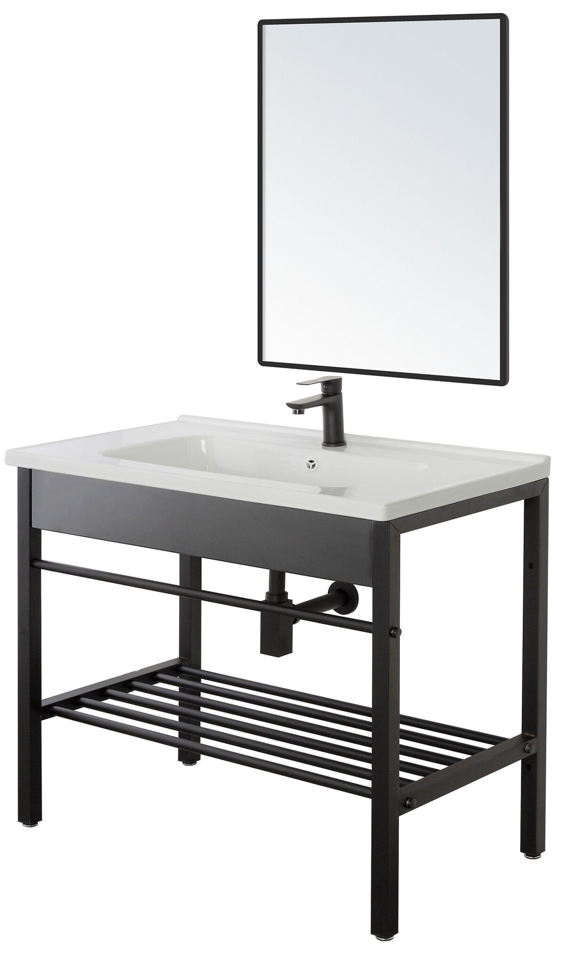 Borg metal bathroom unit, W 80 x H 78 x D 47, with washbasin and mirror