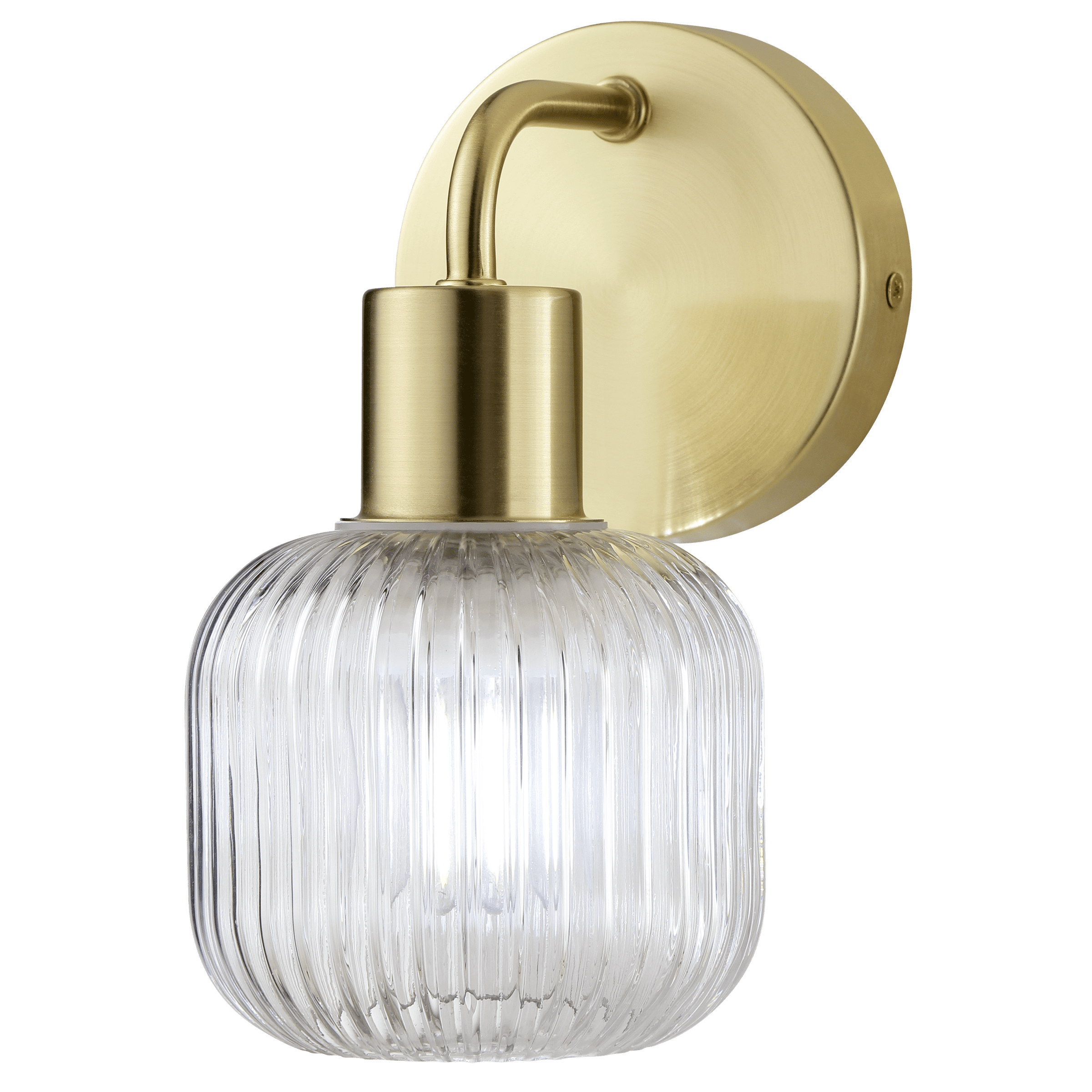 Dipsy wall light, glass and gold-coloured metal, E14 = 20W, IP44
