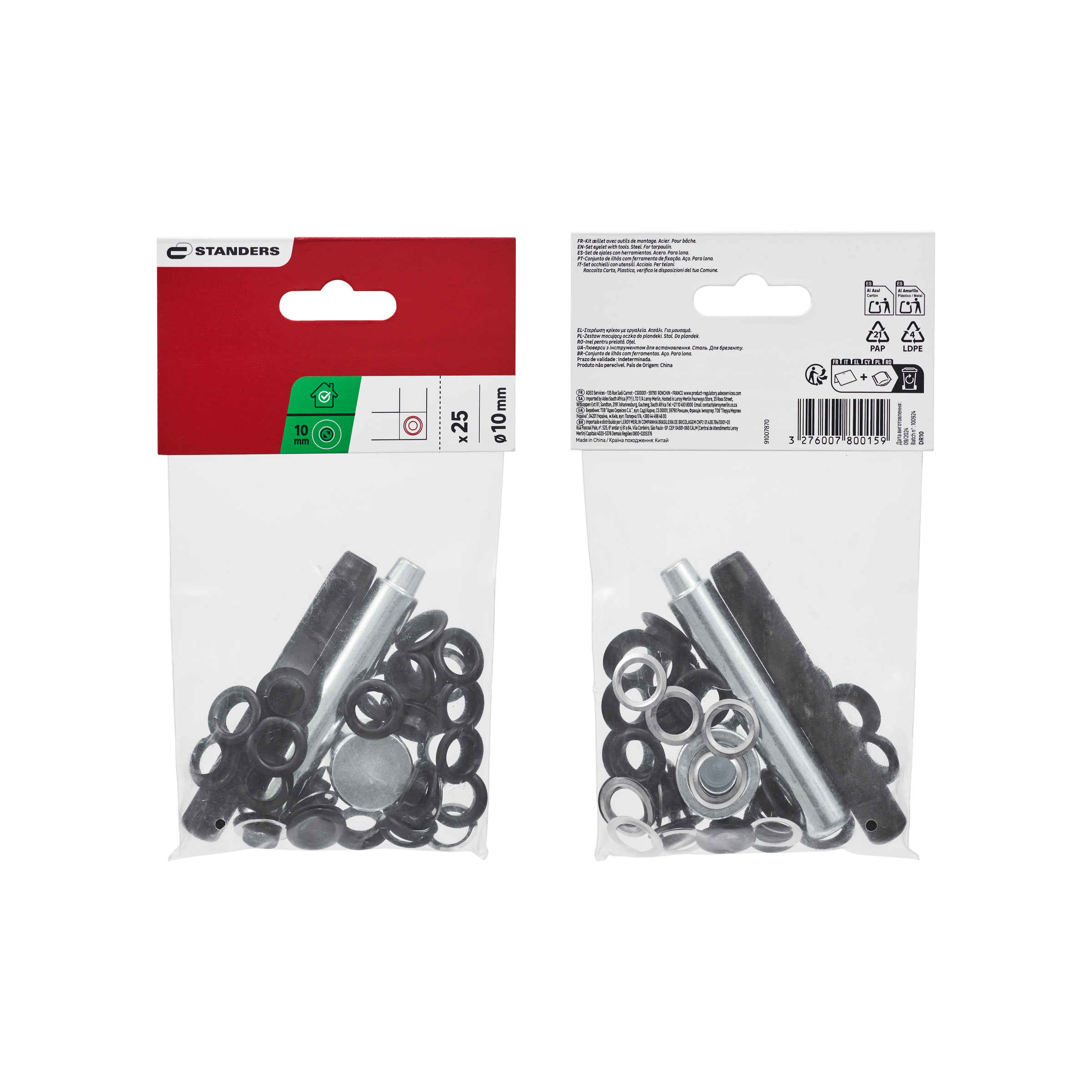 EYELET AND PUNCH FOR STRAPS AND CANVAS STANDERS BLACK STEEL D 10 MM 25 PIECES