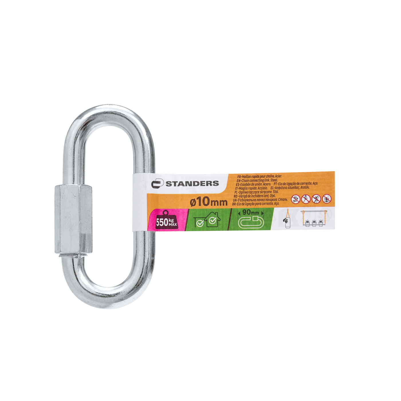 Galvanised steel chain link 10x90mm