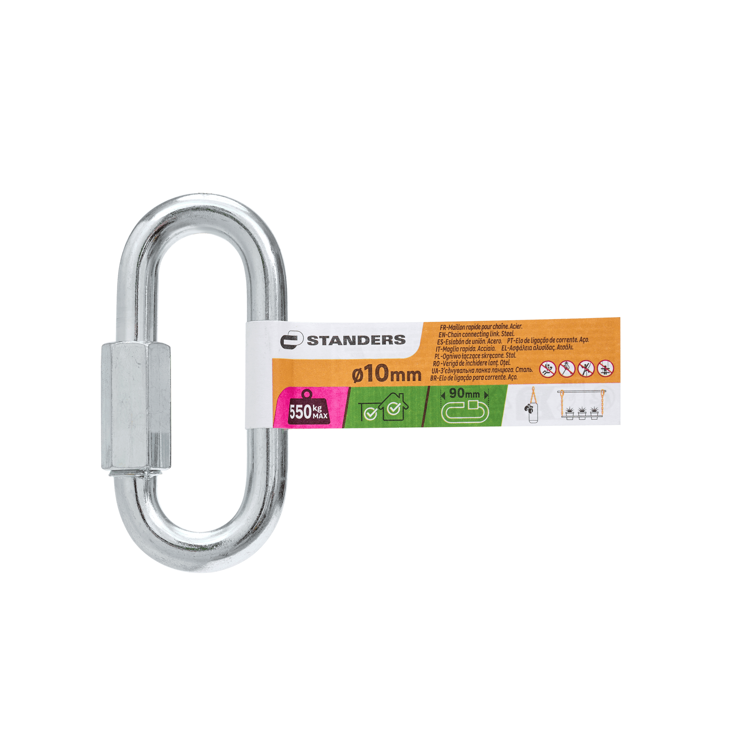 Galvanised steel chain link 10x90mm
