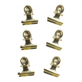 6 GOLD METAL PHOTO HOLDER CLIPS 2CM