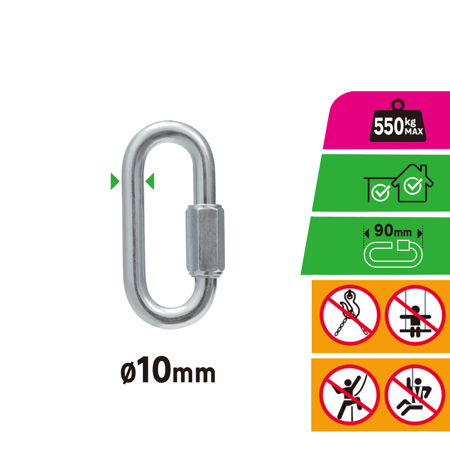 Galvanised steel chain link 10x90mm