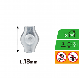GALVANISED STEEL CABLE CLAMP STANDERS FOR CABLE D 2 MM, 2 PIECES