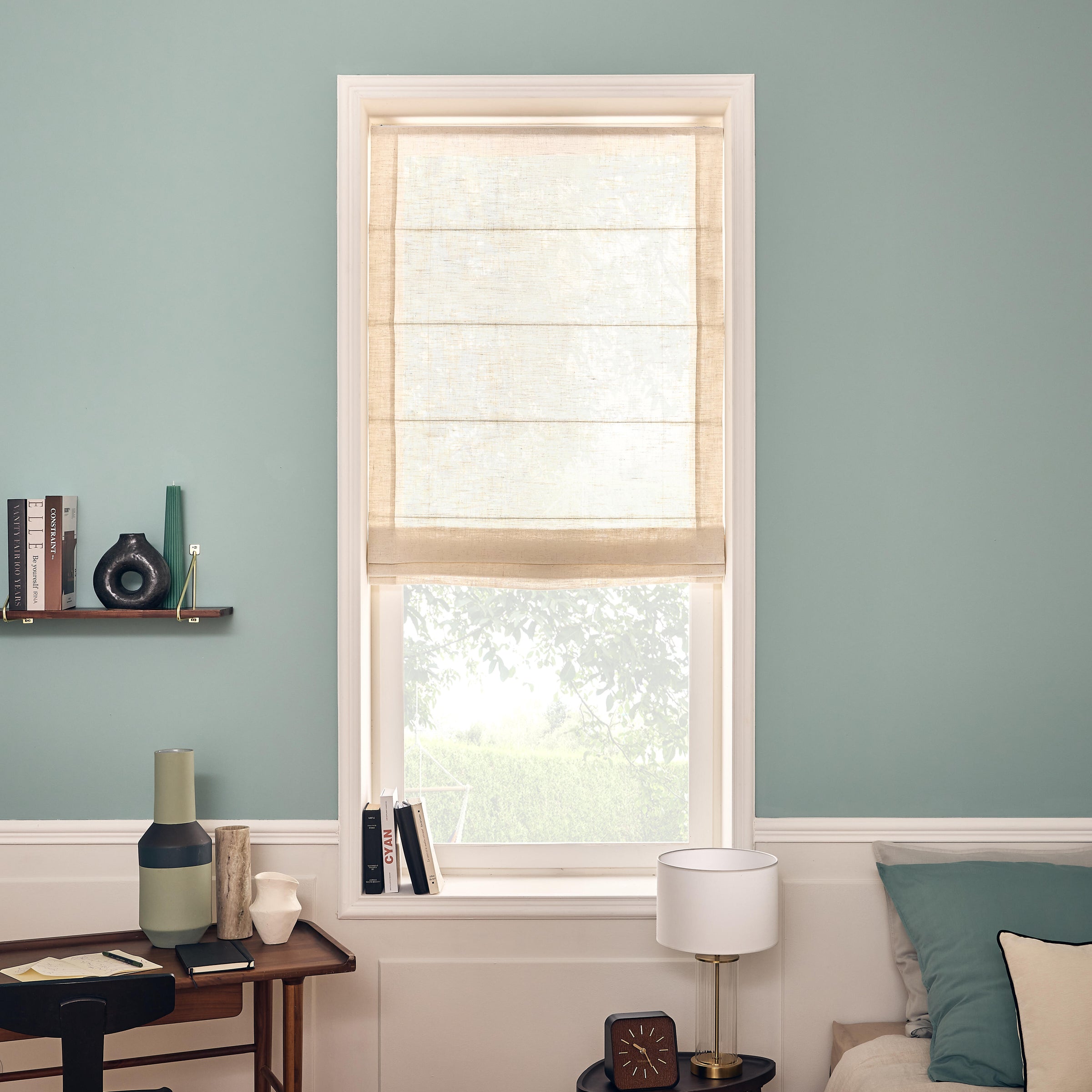 Charlina pleat Roman blind, natural, 60x175 cm