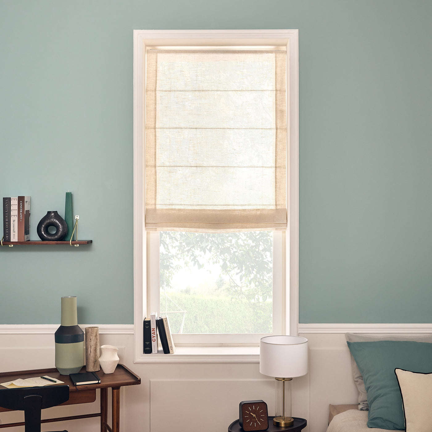 Charlina pleat Roman blind, natural, 90x175 cm