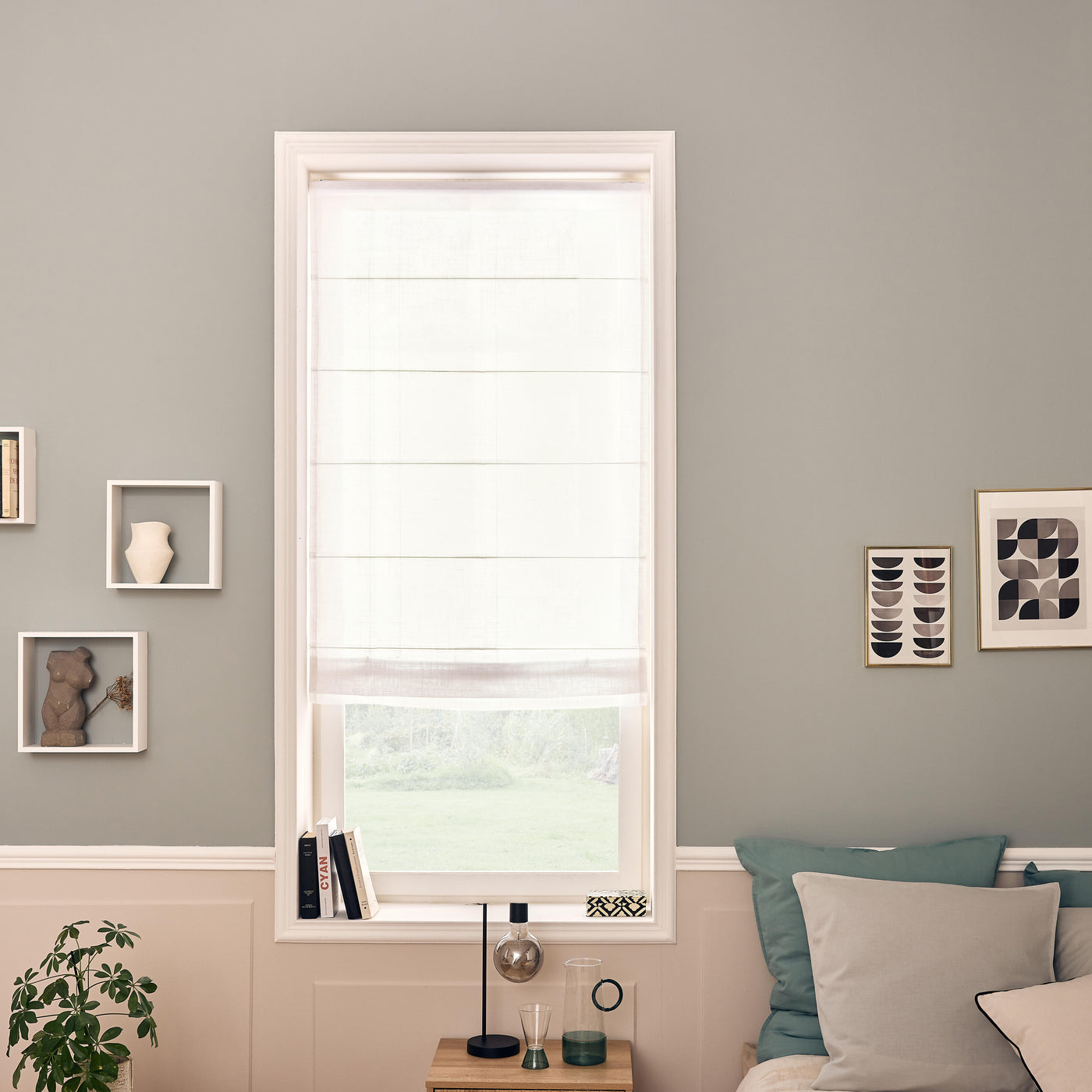 Teo pleat Roman blind, white, 105x175 cm