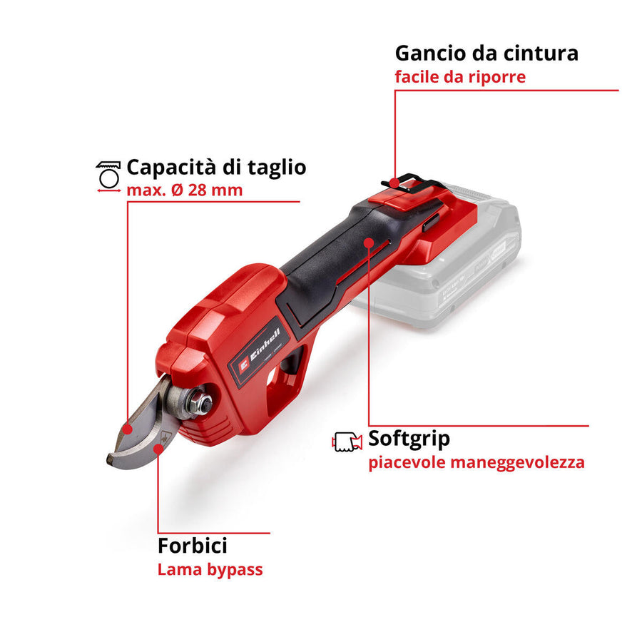 BATTERY POWERED PRUNING SHEARS CUTTING WIDTH 28MM EINHELL
