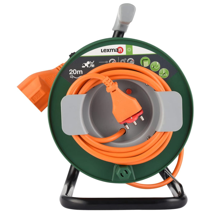 Bricocenter GARDEN CABLE REEL 20MT 16A PLUG 1 UNIVERSAL SOCKET WITH CIRCUIT BREAKER
