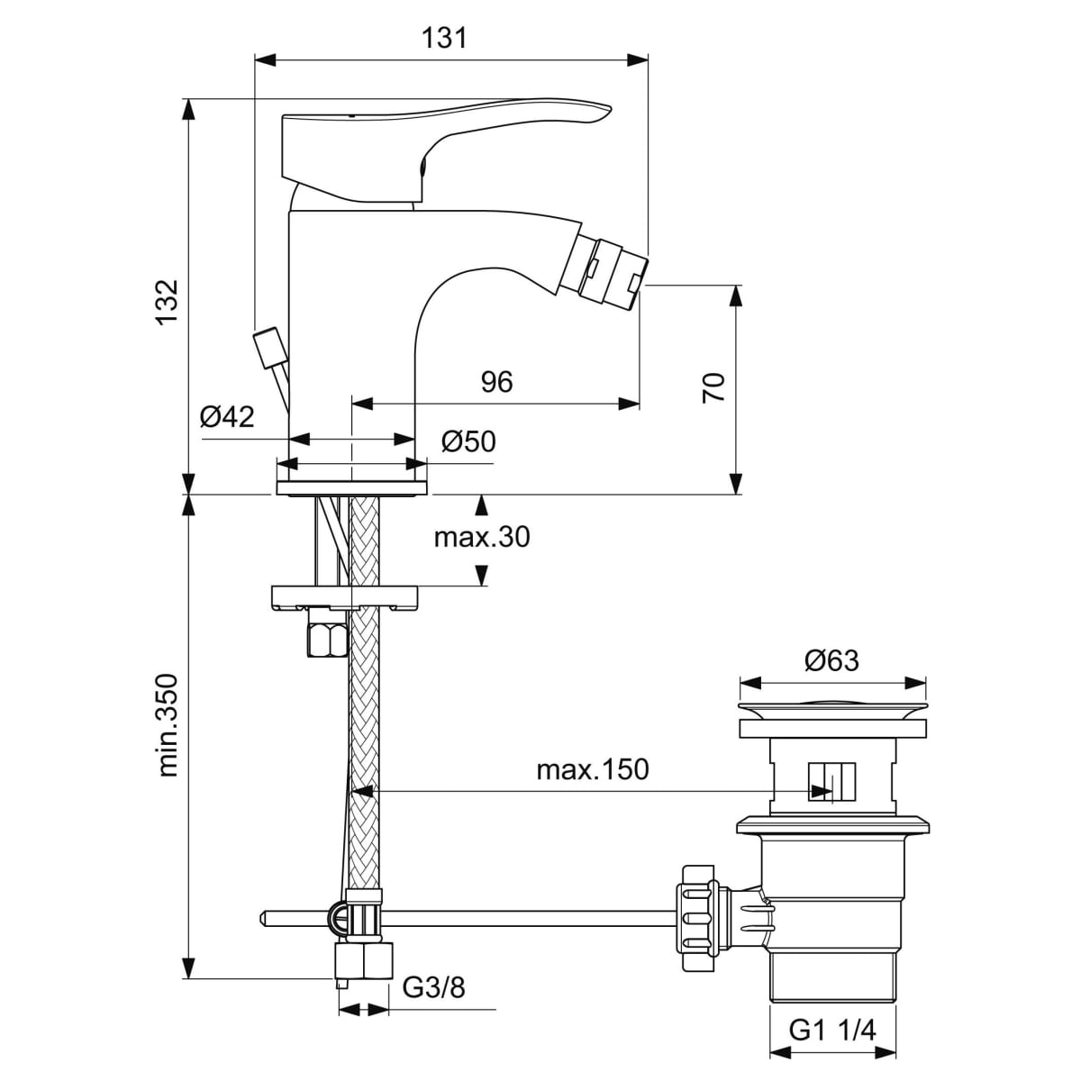 BIDET MIXER OGLIO IDEAL STANDARD