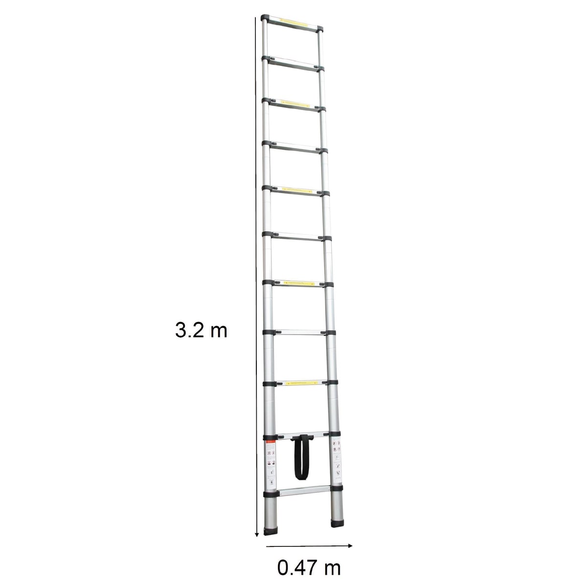 EXTENSIBLE LADDER 9 STEPS ANODISED ALUMINIUM