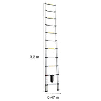 EXTENSIBLE LADDER 9 STEPS ANODISED ALUMINIUM