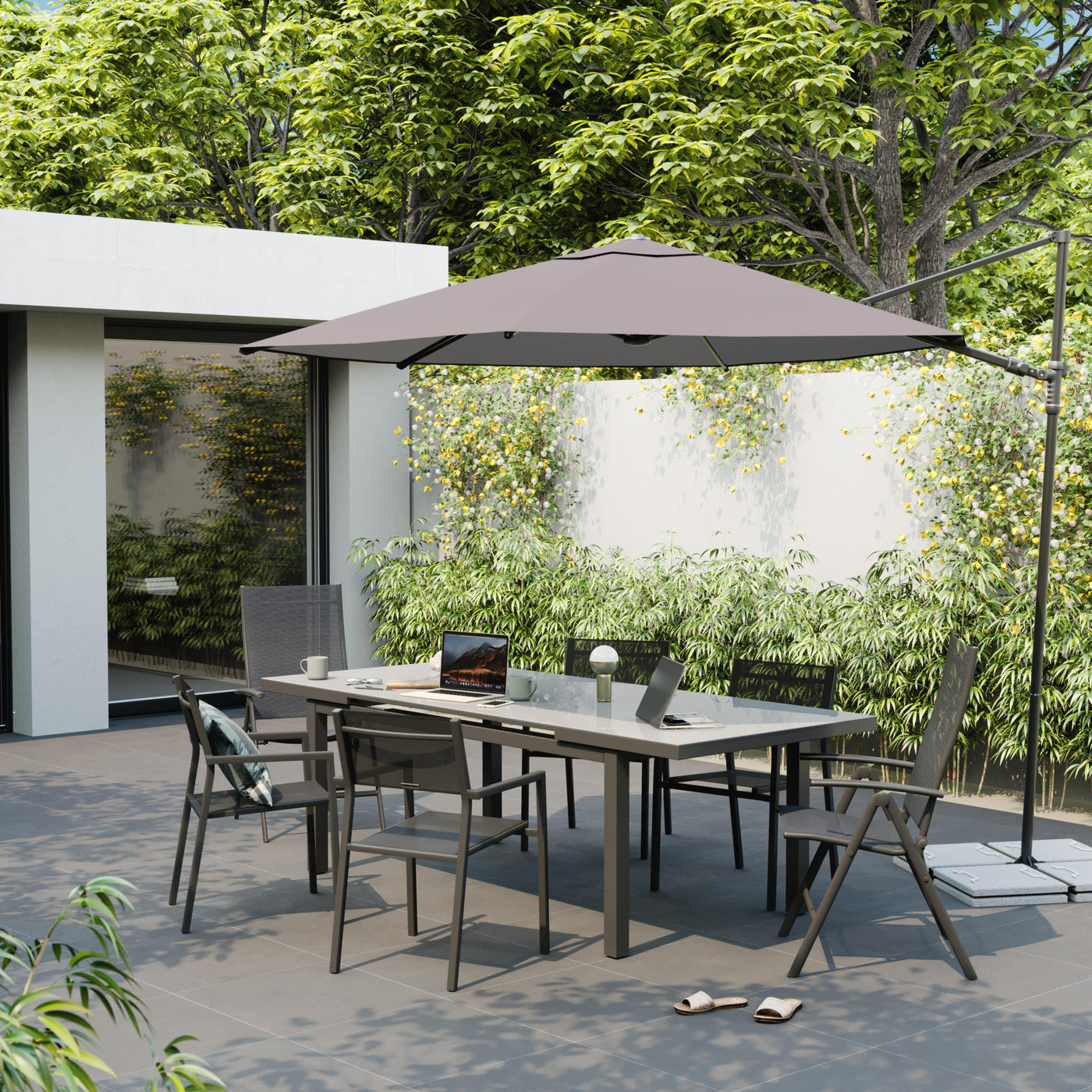Polar II offset parasol, diameter 290 cm, 160 g/m² canopy, anthracite pole