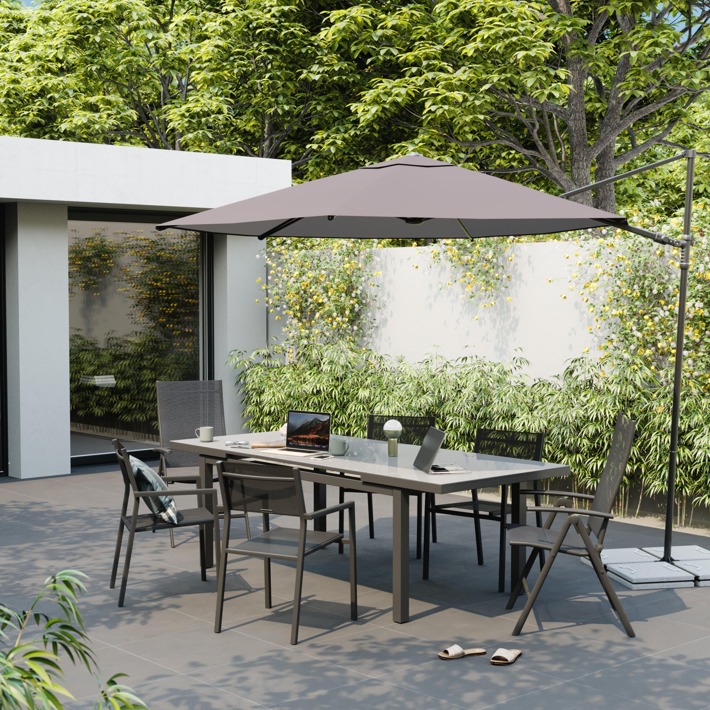 Polar II offset parasol, diameter 290 cm, 160 g/m² canopy, anthracite pole