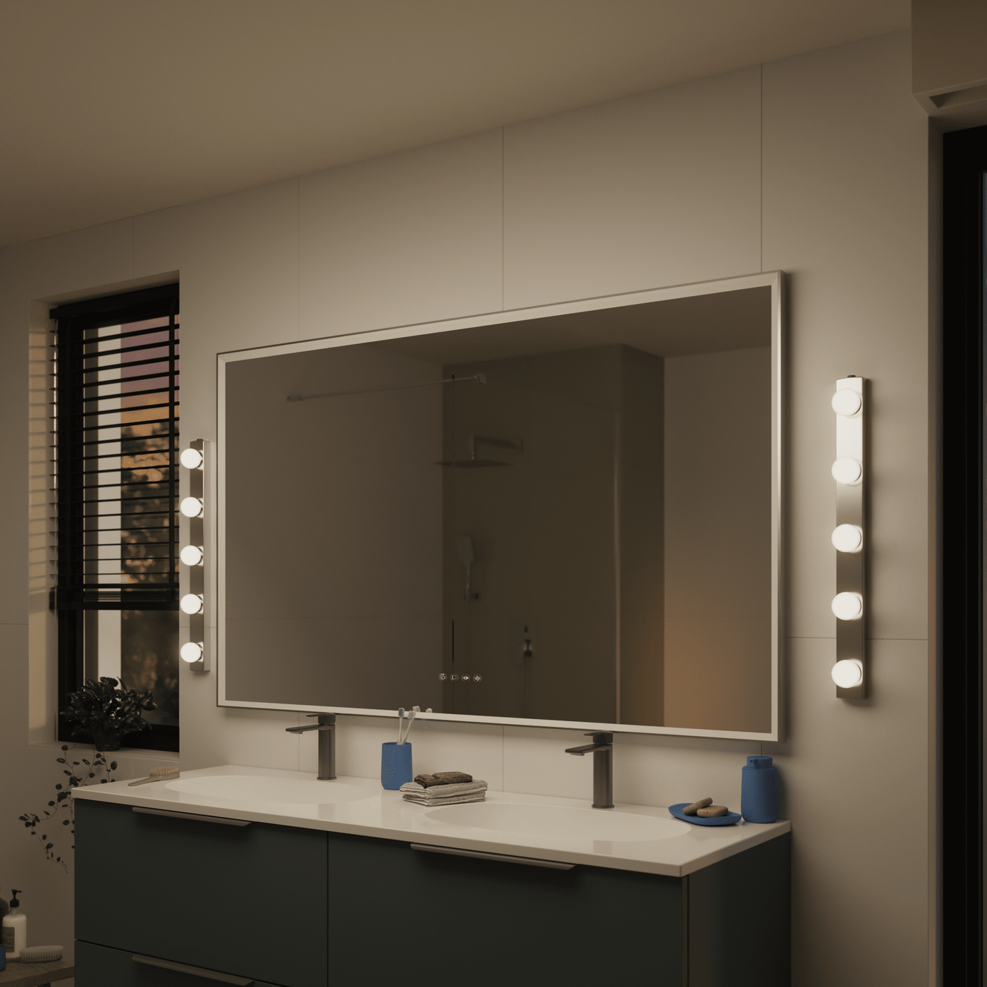 Lizz Silver 60cm LED wall-mounted mirror light, 1550 lm, IP44