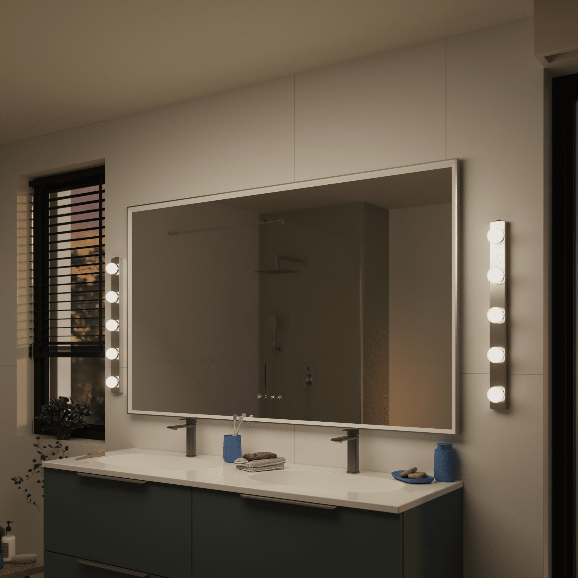 Lizz Silver 60cm LED wall-mounted mirror light, 1550 lm, IP44