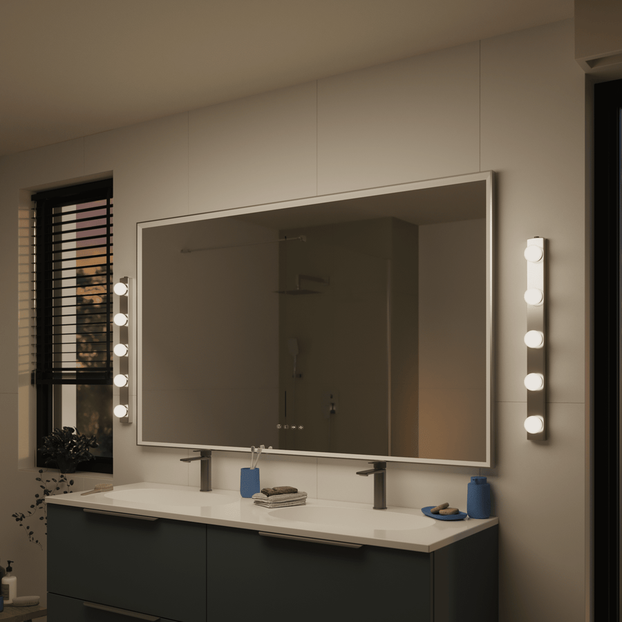 Lizz Silver 60cm LED wall-mounted mirror light, 1550 lm, IP44