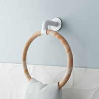 TOWEL RING ADHESIVE 3M OR SCREWS SCANDI SENESA WHITE WOOD