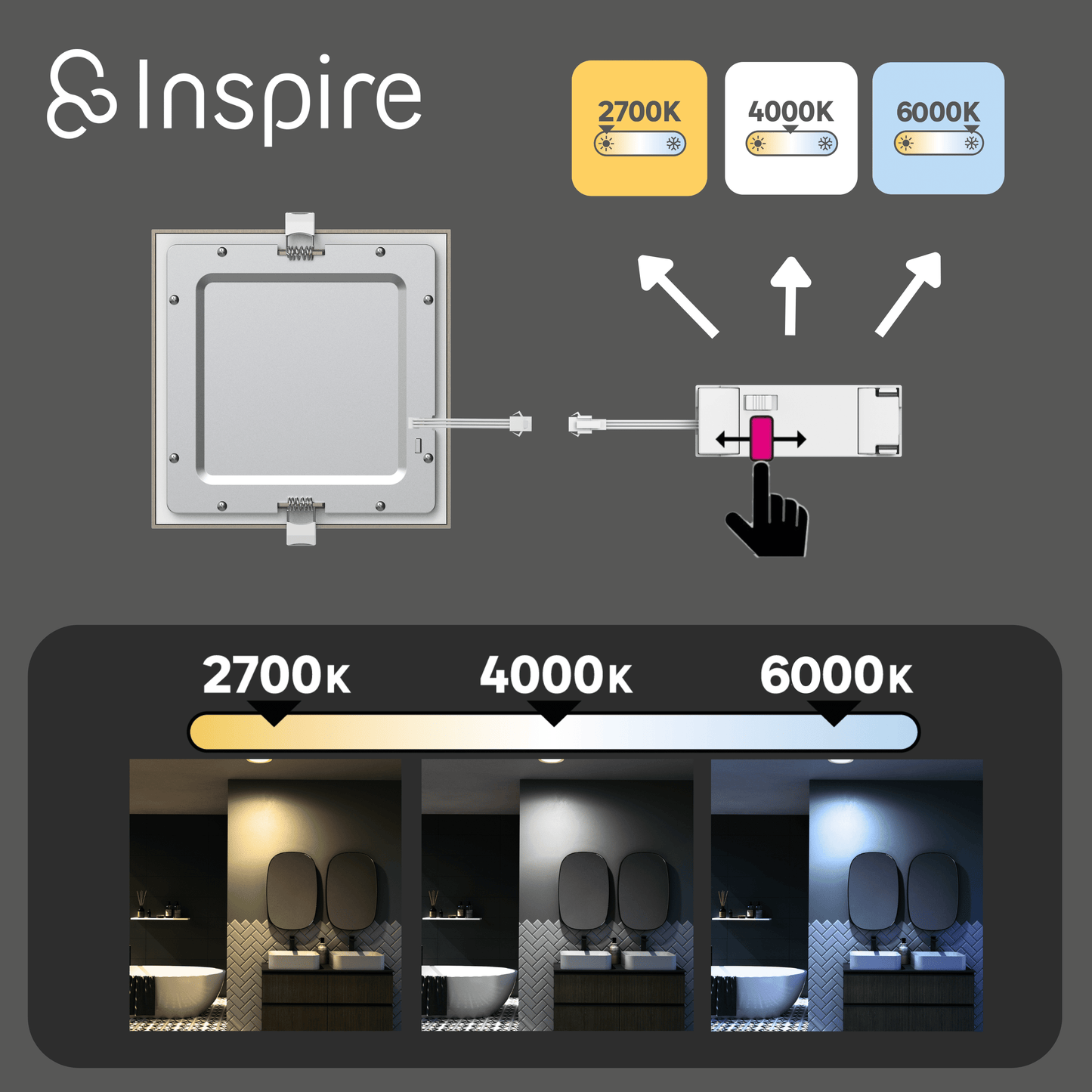 Recessed spotlight extraflat s aluminium white 120mm led 1200lm dimmable ip44