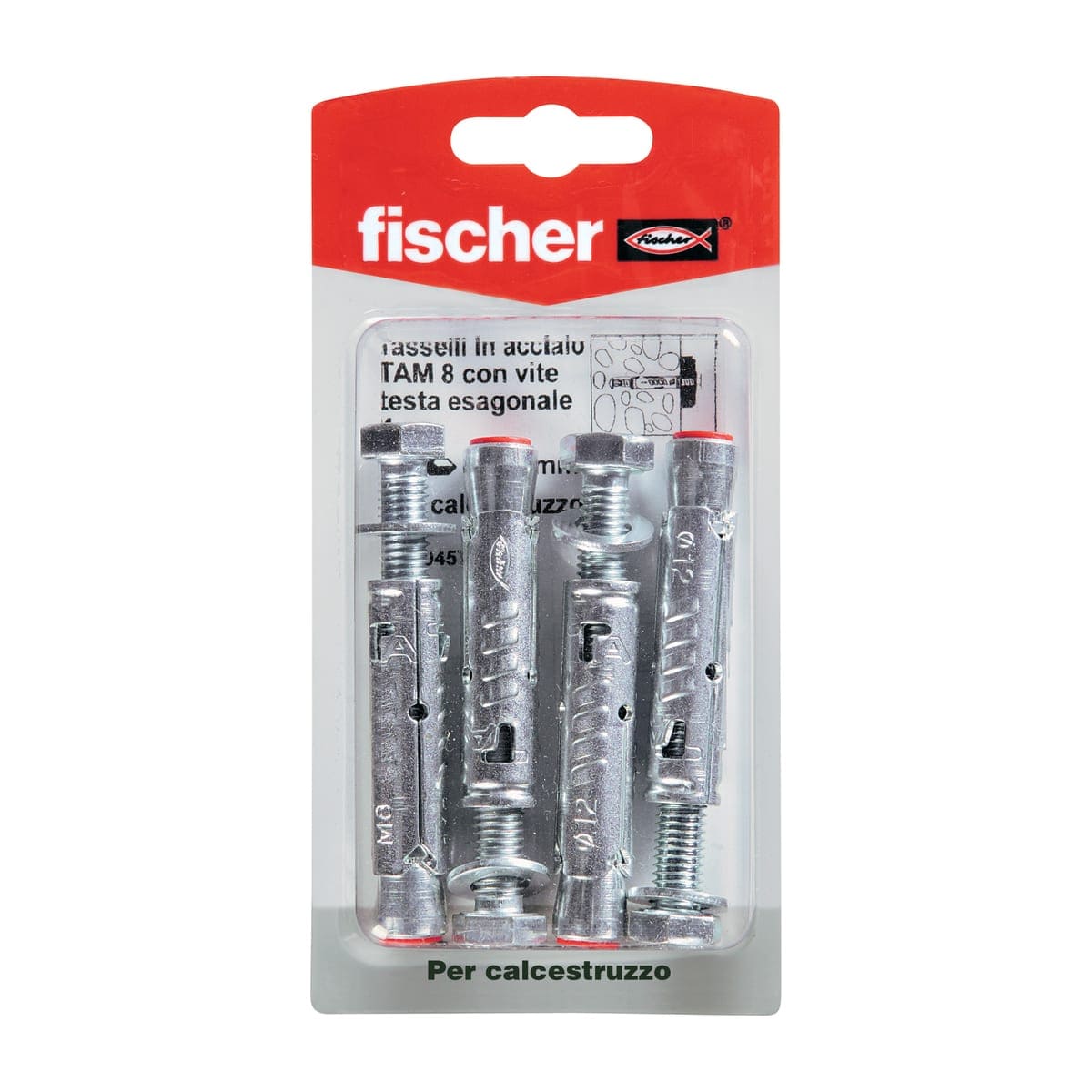 Bricocenter FISCHER CONCRETE PLUGS DIAM. 12 X 56 MM WITH SCREW, 4 PIECES