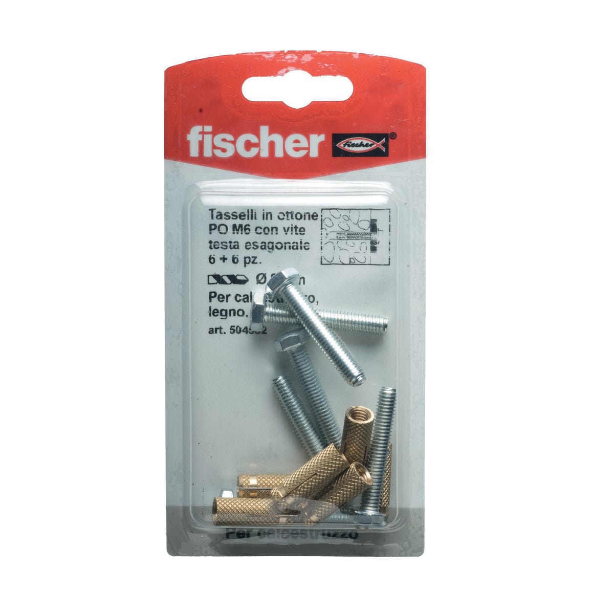 TASSELLO OTTONE CON VITI, DIAM 6MM, 6 PEZZI