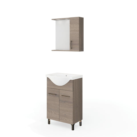 Mobile bagno new rubino noce americano 55 cm con specchio led