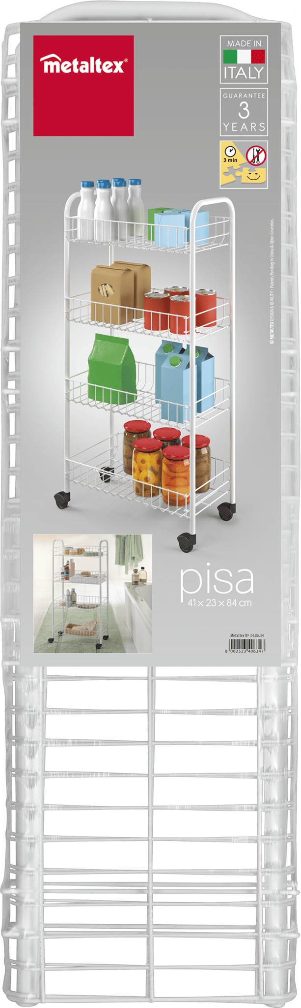 Scaffaletto 4 piani smontabile cm 41x23x84 ldpe pisa (aggancio brevettato)