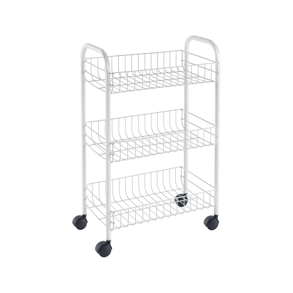 Carrello cucina siena con 3 cestelli l41xp23xh63cm in metallo colore bianco