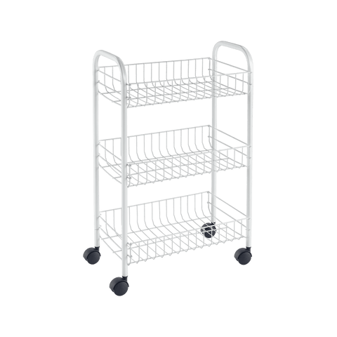 Carrello cucina siena con 3 cestelli l41xp23xh63cm in metallo colore bianco