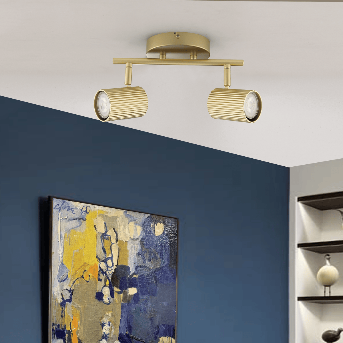 Fabio Matallo gold spotlights, L25cm, 2xGU10