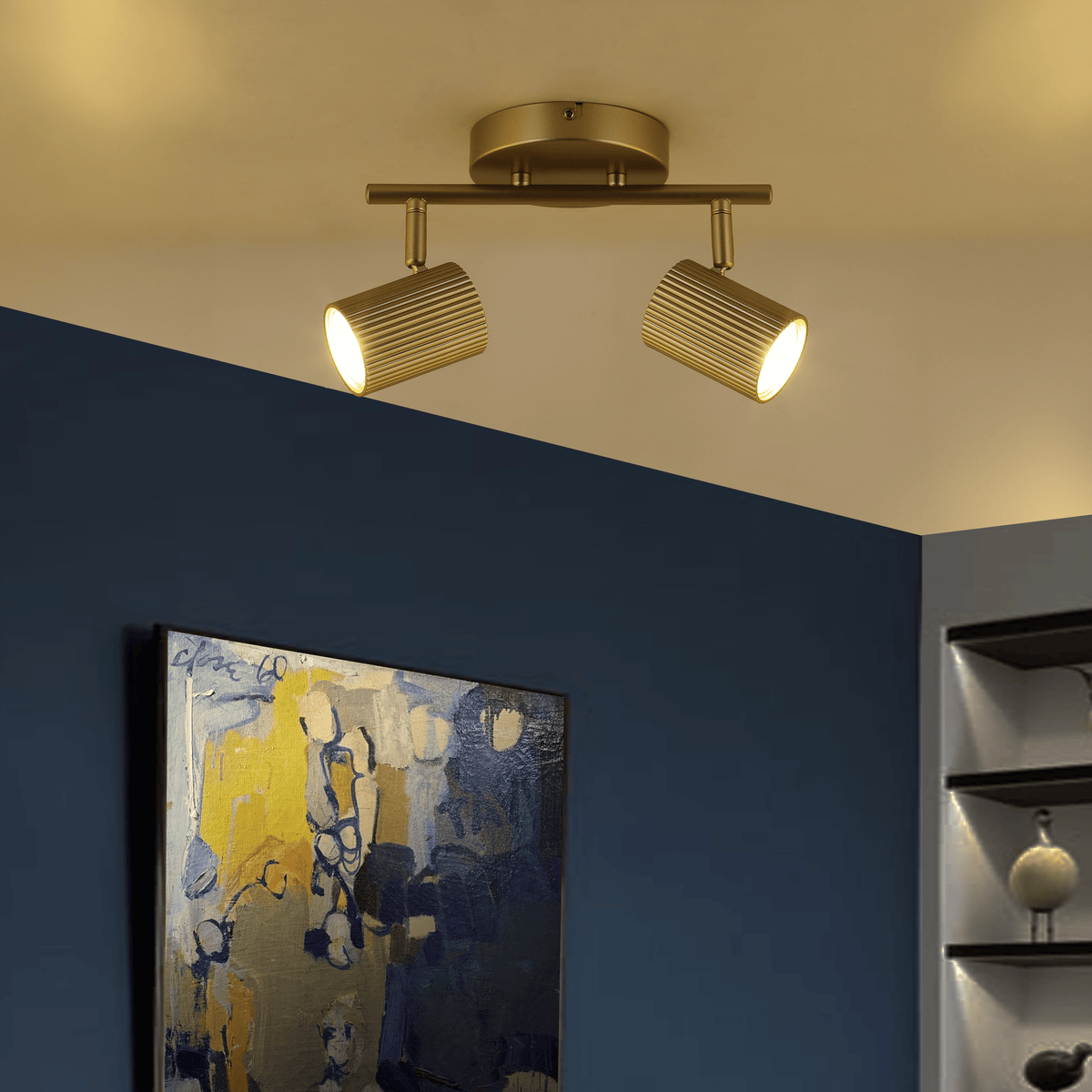 Fabio Matallo gold spotlights, L25cm, 2xGU10